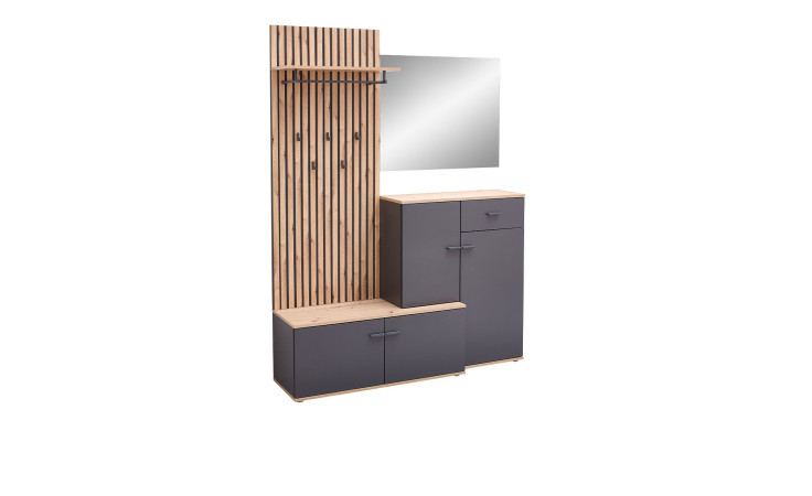 Garderobe Franka in der Frontfarbe Anthrazit mit einem Korpus im Dekor Artisan Eiche