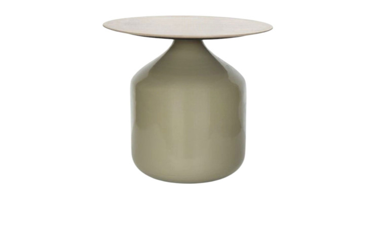 Beistelltisch Cosmopolitan Platte aus Steinzeugfliese Sockel Metall taupe