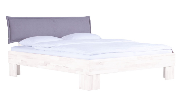 Bett Antwerpen in Weiß mit einem Grau glatten Kopfteil