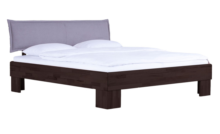 Bett Antwerpen in Wenge mit einem Grau glatten Kopfteil