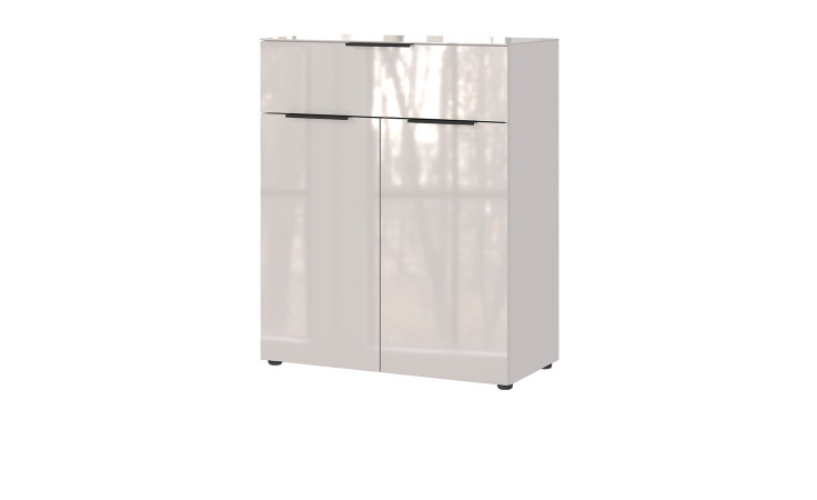 Kommode Owingen in Kaschmir/Glas mit 1 Schublade und 2 Türen