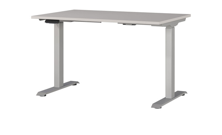 Höhenverstellbarer Schreibtisch Jet, Platte in Kaschmir, Metallgestell silberfarben, 120 x 80 cm