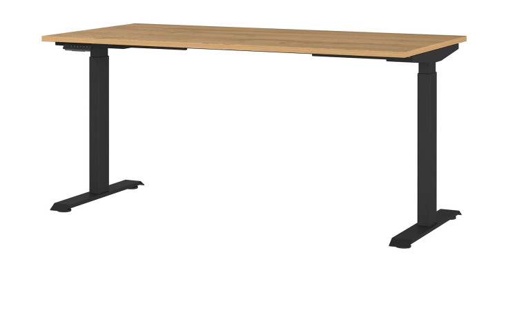 Höhenverstellbarer Schreibtisch Jet in Grandson-Eiche und Schwarz, 160 x 80 cm