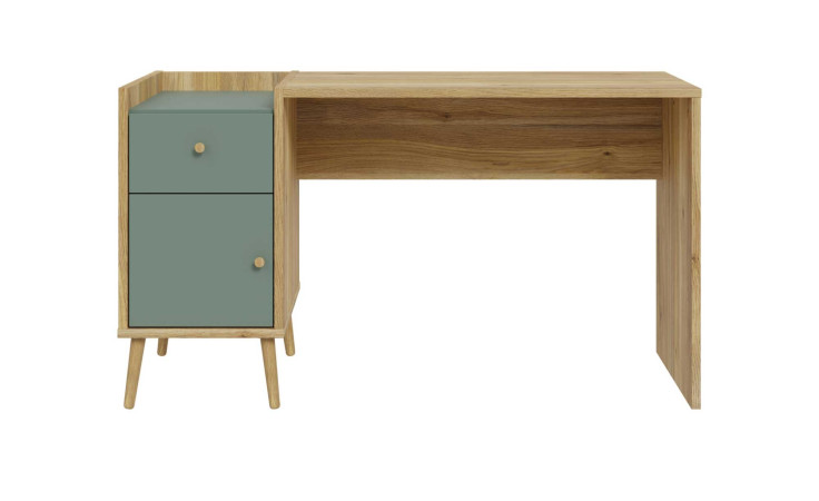 Schrebtisch Winston in der Farbkombi. Mauvella oak / Salbeigrün, Frontansicht