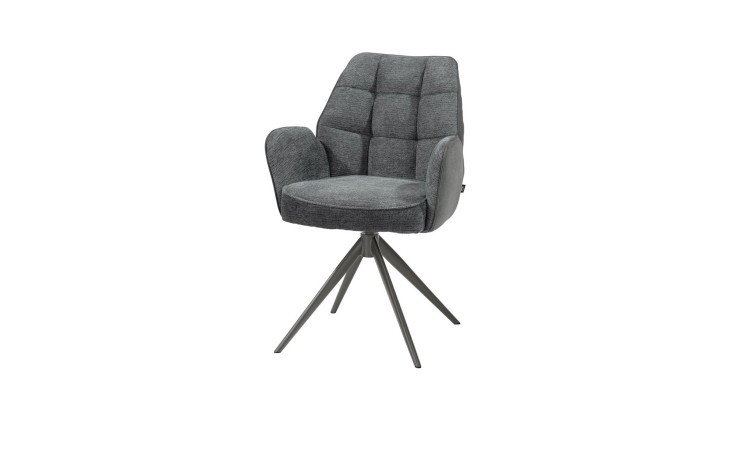 Armlehnstuhl Bell mit Bezug aus Flachgewebe und Microfaser in Anthrazit sowie Gestell aus Metall/Stahl in Graphit