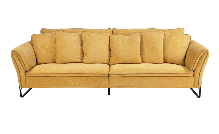 Sofa Almeria in Ocker mit Taschenfederkern und Designfuß