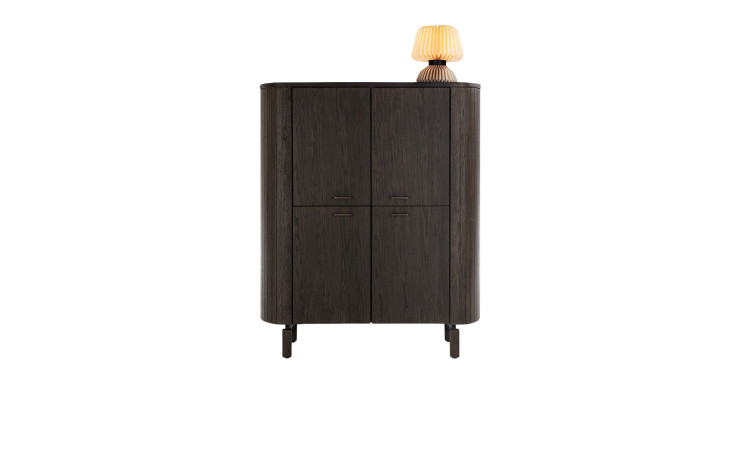Highboard Ravello, Eichenfurnier in tiefem, dunklem Basaltton