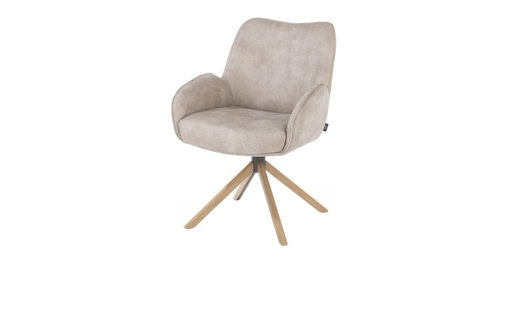 Armlehnstuhl Riley in beige-grau Gestell in Eiche