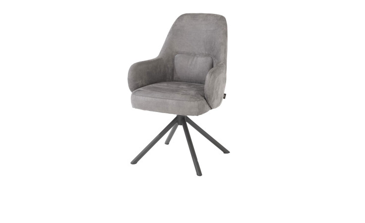 Armlehnenstuhl Melle mit Bezug in Grau und Gestell aus Edelstahl