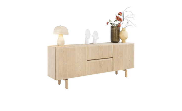 Sideboard Azulo aus Eiche-Furnier mit 2 Türen und 2 Schubladen