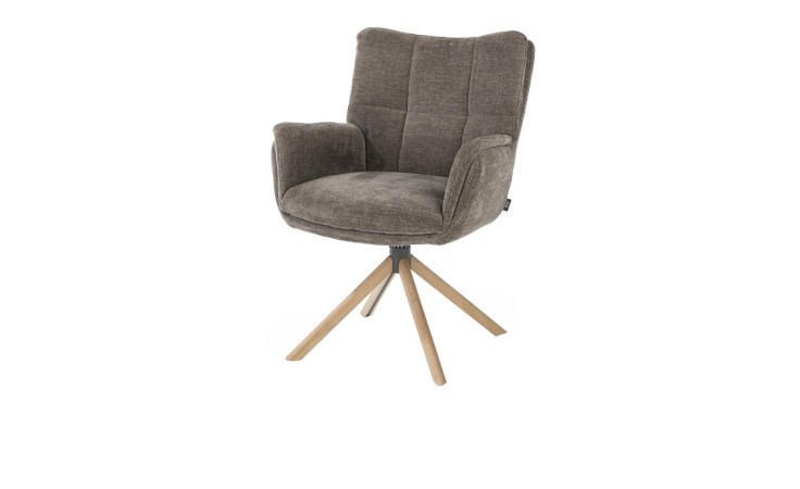 Armlehnenstuhl Juna in braun, Gestell in Eiche massiv 