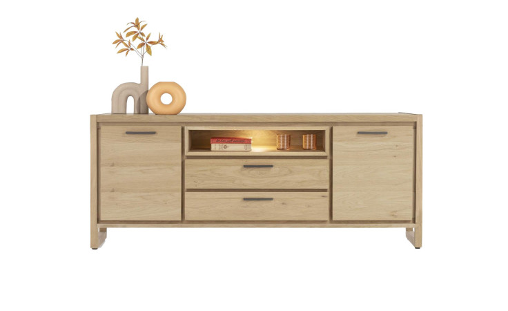 Sideboard Nystead aus Eichefurnier lackiert inkl. Beleuchtung