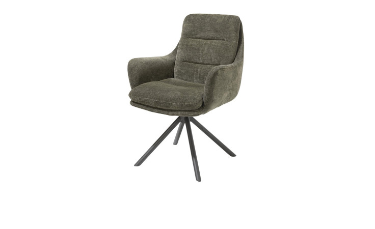 Armlehnenstuhl Mia in Dunkelgrün, drehbar und mit extra gepolsterten Rücken
