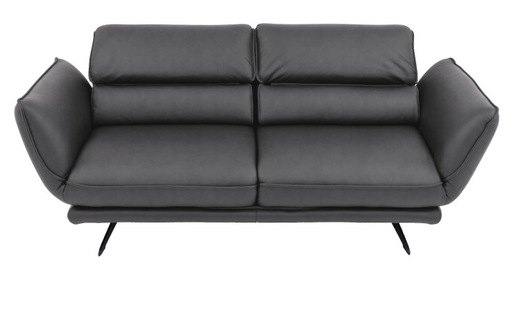 Basis-Sofa Honduras in einem Echtlederberzug in Charcoal. 