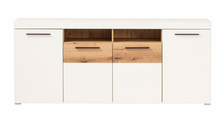 Sideboard San Remo in weiß und Eiche Evoke-Dekor mit 4 Türen und 2 Fächern