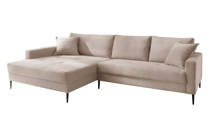 Wohnlandschaft Sunny in Mink, inklusive 3 Rückenkissen und 2 Zierkissen, Ottomane links