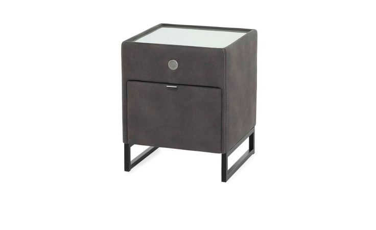 Nachttisch Lilly in Microfaser Dunkelgrau