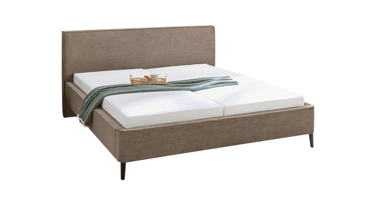 Polsterbett Liane mit einem Cordbezug in der Farbe Taupe