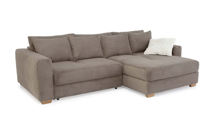 Wohnlandschaft Karolina mit einem Cordbezug in der Farbe Taupe