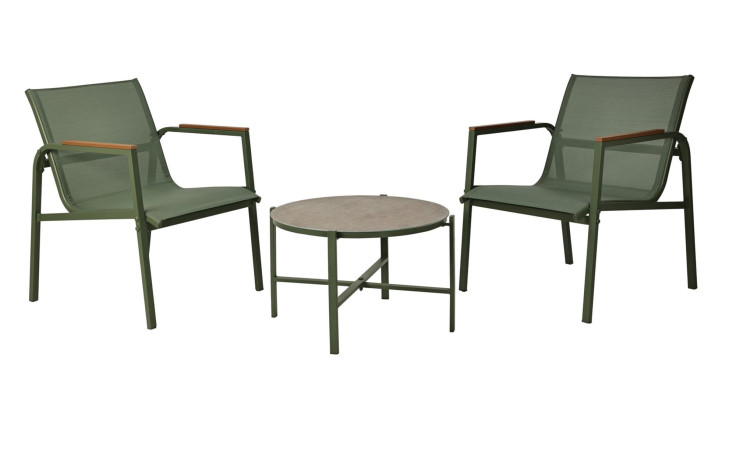 Balkon-Set Paulina in grün bestehend aus 1 Tisch und 2 Stühlen