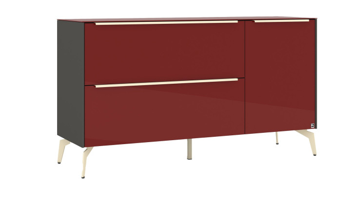 Komfort-Lowboard set one Reno in Frontfarbe Rot und Korpus in Schwarz