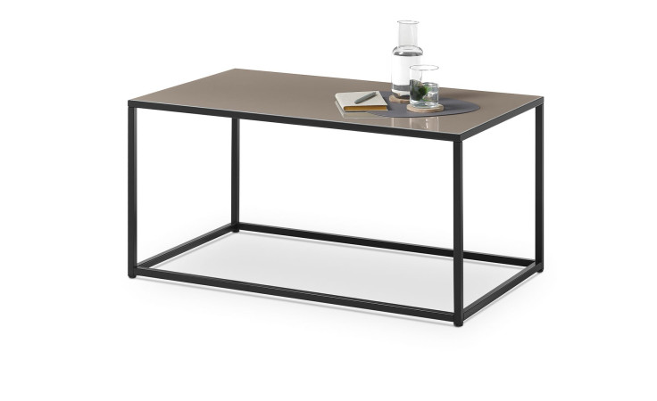 Couchtisch set one Reno mit einer Glasplatte in taupe und schwarzem Metallgestell