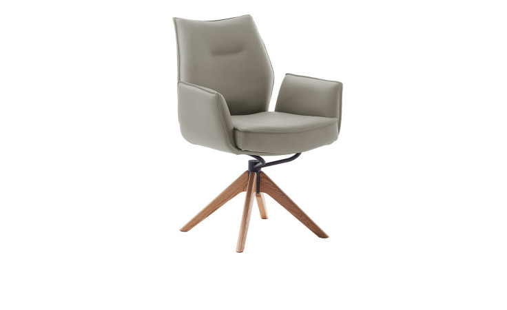 Armlehnenstuhl Aukland in Creme mit einem Holz Gestell.