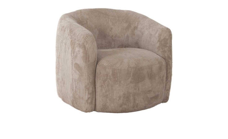 Sessel Anne in Taupe von vorne seitlich zusehen.