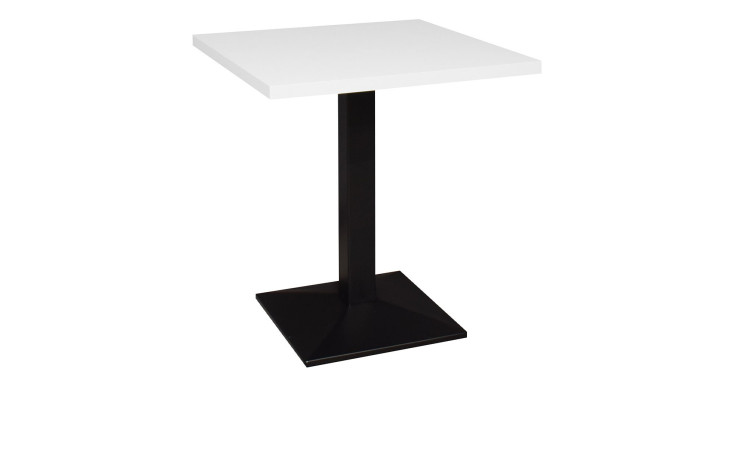Tisch Biblis-System mit einer Tischplatte in der Farbe Weiß und einem schwarzen Gestell.