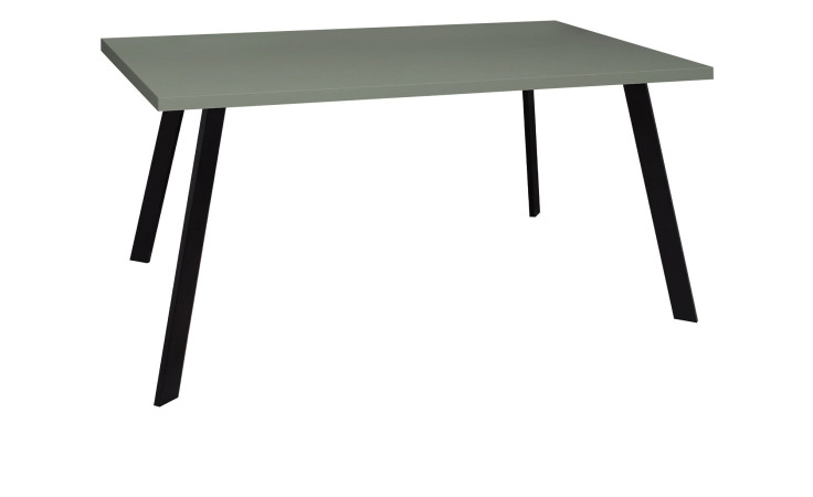 Tisch Biblis-System mit einer Tischplatte in Pine Green matt und eine 4-Fußgestell  in schwarz.