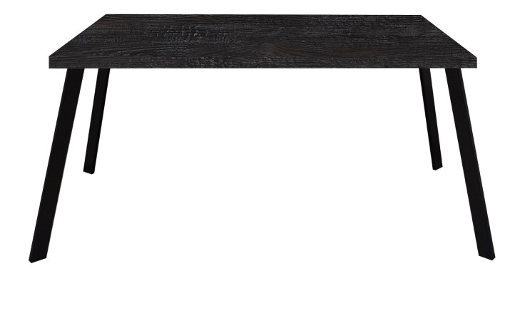 Tisch Biblis-System mit einer Tischplatte in Flamed Wood Black und eine 4-Fußgestell  in schwarz.
