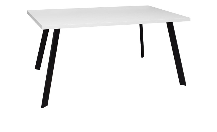 Tisch Biblis-System mit einer Tischplatte in Weiß und eine 4-Fußgestell  in schwarz.