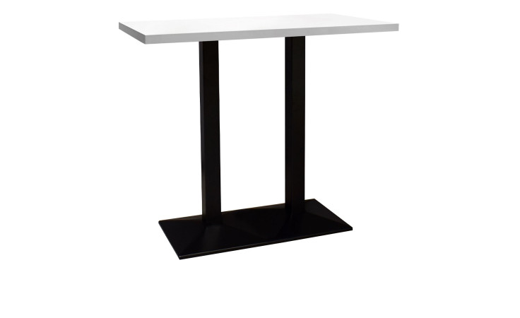 Tisch Biblis-System mit einer Tischplatte in Weiß und einem Säulenfuß in schwarz.