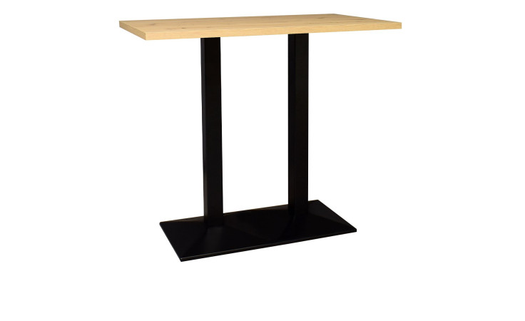 Tisch Biblis-System mit einer Tischplatte in Asteiche und einem Säulenfuß in schwarz.