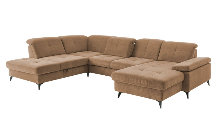 Basis-Wohnlandschaft plano|FORM Berlin, in der Farbausführung Kurkuma, Schrägansicht