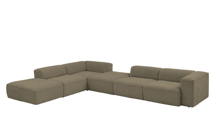 Basis-Ecksofa plano|FORM Toronto, in der Farbausführung Olive, Schrägansicht