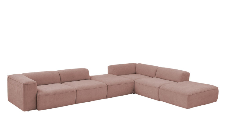 Basis-Ecksofa plano|FORM Toronto, in der Farbausführung Rose, Schrägansicht