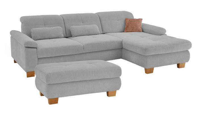 Komfort-Wohnlandschaft plano|FORM Marbella, in der Farbausführung Grey mit dem passenden Hocker