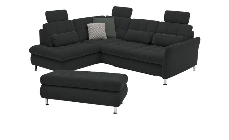 Komfort-Wohnlandschaft plano|FORM Imola, in der Farbausführung Anthrazit, mit Hocker