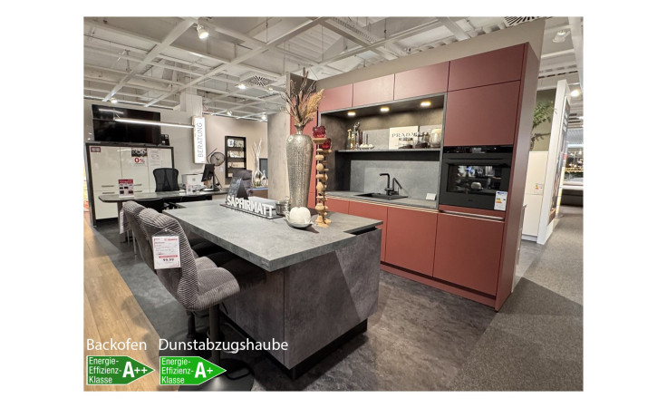 Musterküchenprogramm "Soft Lack Hennarot"