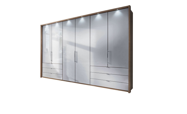 Komfort-Falttürenschrank Rügen in Glas Weiß