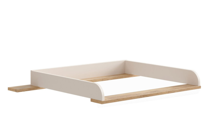 Wickelaufsatz Stiene in Cashmere-Beige aus Holzwerkstoff und einer Absetzung in Eiche