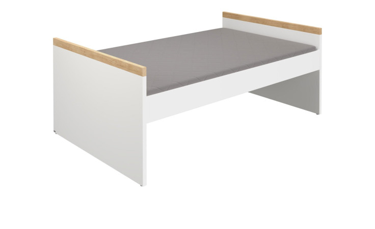 Kojenbett Kira in Kreideweiß mit einer Absetzung in Eiche Nebraskar