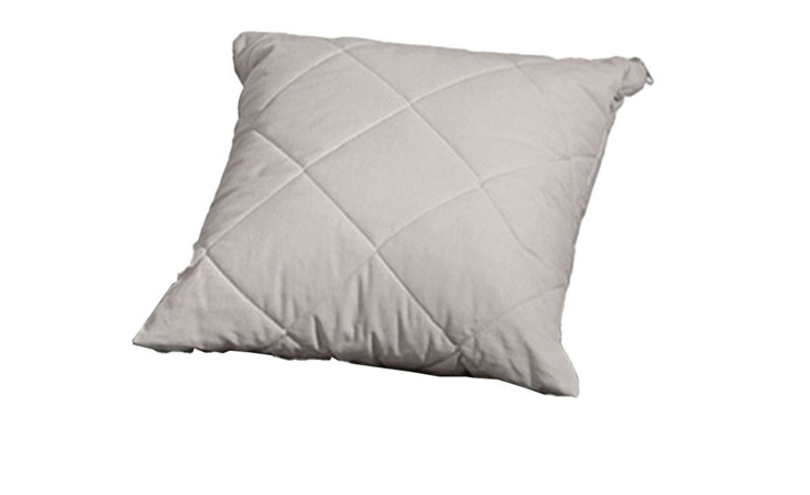 Das Paidi Partykissen Kidsworld ist ein quadratisches, hellgraues Baumwollkissen mit Steppmuster auf weißem Hintergrund.