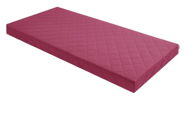 Kaltschaummatratze 90 x 200 cm H2 im Baumwollbezug in Brombeere.