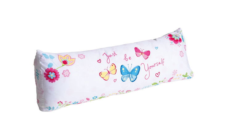 Rückenkissen mit Blumen-, Schmetterlings- und "Just be Yourself"-Design, plus verstecktem Reißverschluss.