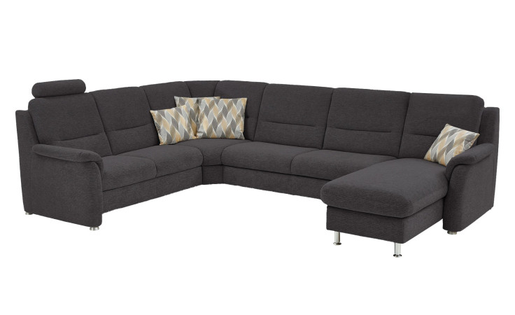 Komfort-Wohnlandschaft plano|FORM Genua in einem Bezugsstoff in Anthrazit.