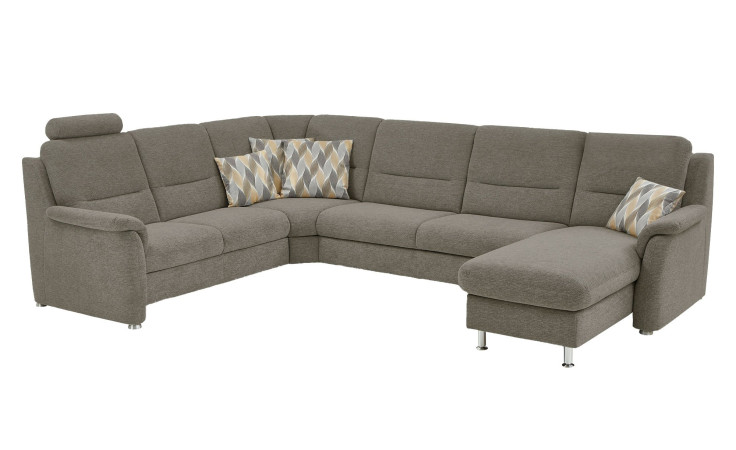 Komfort-Wohnlandschaft plano|FORM Genua in einem Bezugsstoff in Moos.