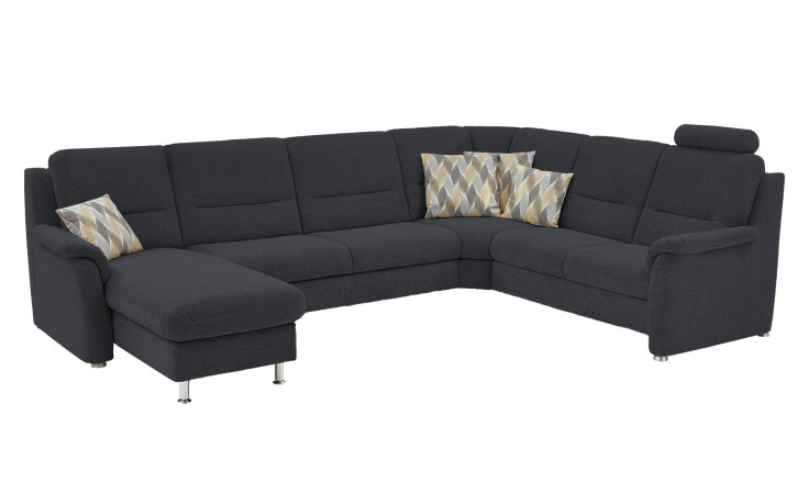 Komfort-Wohnlandschaft plano|FORM Genua in einem Bezugsstoff in Navy.