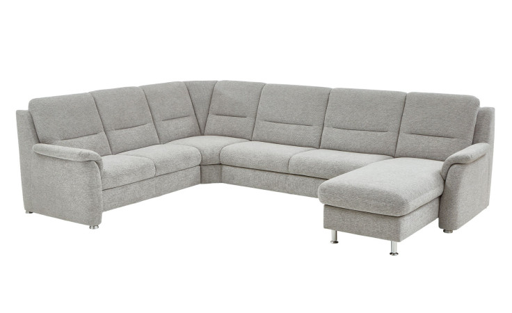 Basis-Wohnlandschaft plano|FORM Genua in einerm Bezugsstoff in Ecru. Schräge Seitenansicht